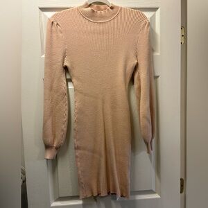 Tan/Apricot Long Sleeve Sweater Dress